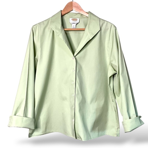 TALBOTS 100% Cotton Wrinkle Resistant Button Front Shirt Turn Back Cuffs Sz 16 - Picture 3 of 9
